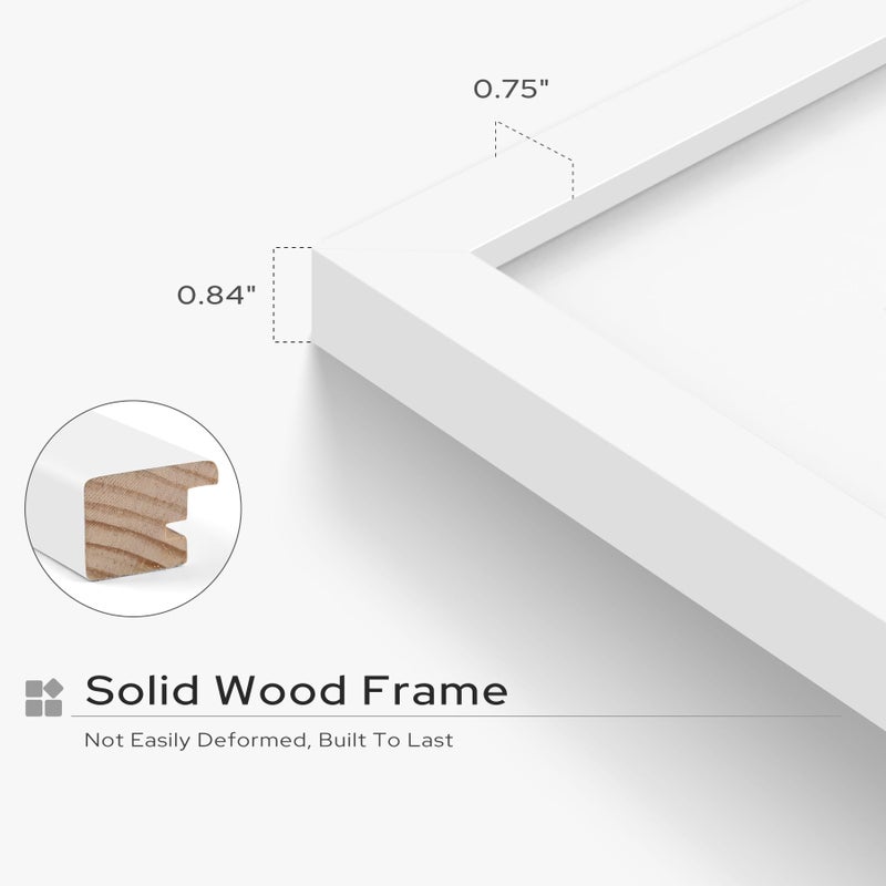 Golden State Art, Wall Photo Frame Collection, 12x16 Photo Wood Frame with White Mat & Real Glass for 8x12 Picture, White - Image 4