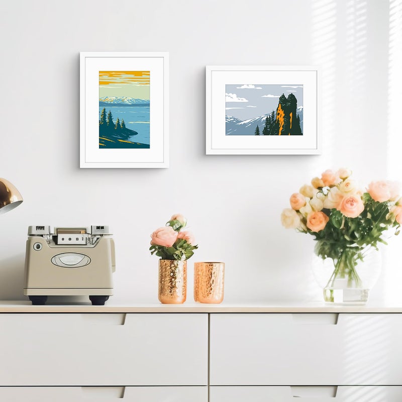 Golden State Art, Wall Photo Frame Collection, 12x16 Photo Wood Frame with White Mat & Real Glass for 8x12 Picture, White - Image 5