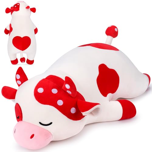 Auspicious beginning 30 Giant Mushroom Cow Plush Stuffed AnimalCute Mushroom Cow Plush Body Pillow Plushies Large Sleeping Cow Stuffed Animal Big Plushie Toy Birthday Gifts for Kids Girls Boys - Image 1