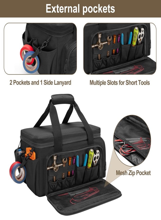 Rexmica 14-Inch Tool Bag with Anti-friction Bottom, Hand Tool Storage Organizer for Men, Tactical Range Bag, Multi-purpose Work Tote for Repairman, Carpenters, Handyman, Khaki - Image 3