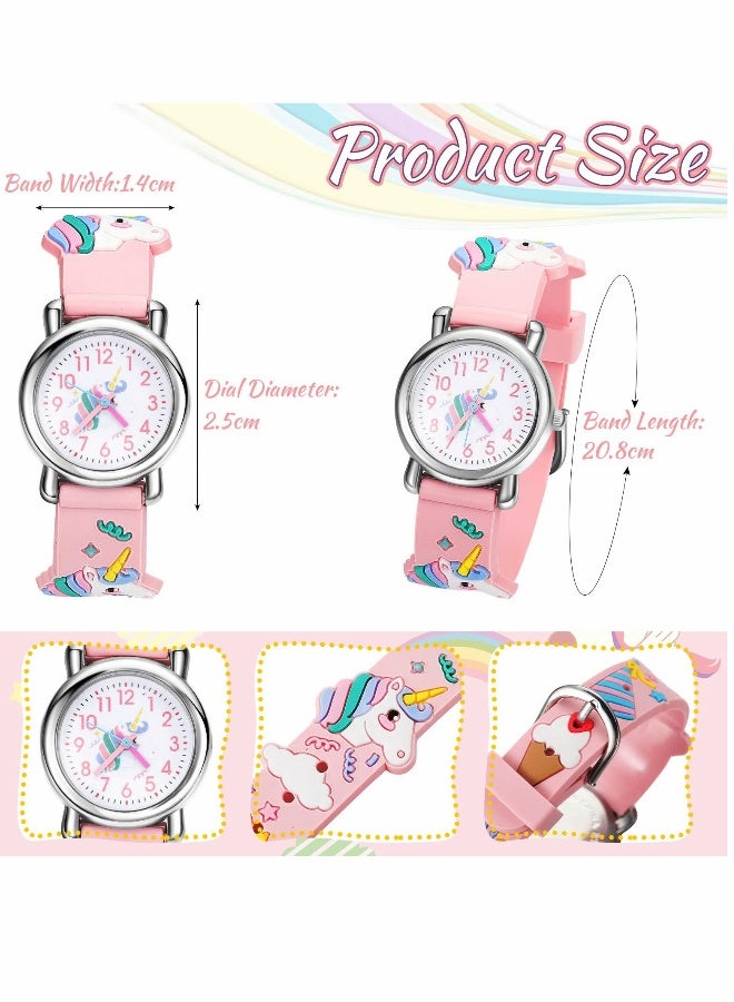 Kids Watches with Unicorn Jewelry Set, 3D Cartoon Waterproof Unicorn Digital Wrist Watches with Pink Unicorn Necklace Bracelet Earrings Ring Girls Watches Gifts for Little Girls Ages 5-7 - Image 2