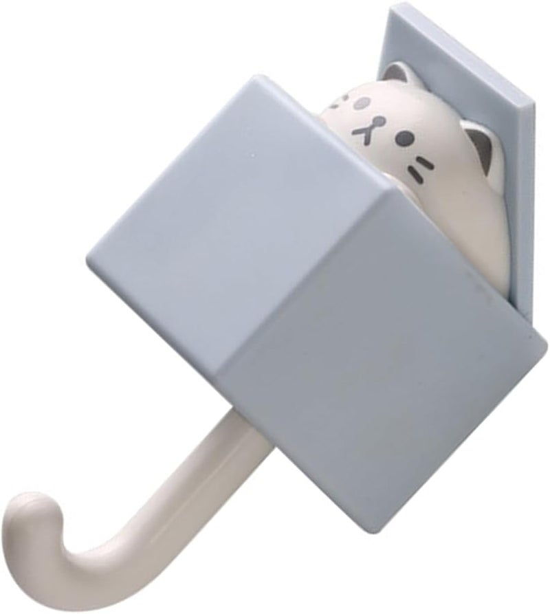 خطاف حائط للقطط باللون الرمادي الأزرق لاصق بدون تركيب بالطرق متعدد الوظائف لتعليق المعاطف والمفاتيح وزينة الحائط يحمل وزن 3 رطل - Image 4