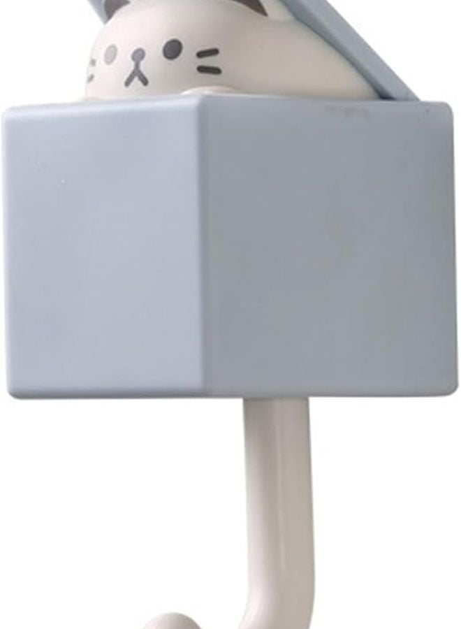 خطاف حائط للقطط باللون الرمادي الأزرق لاصق بدون تركيب بالطرق متعدد الوظائف لتعليق المعاطف والمفاتيح وزينة الحائط يحمل وزن 3 رطل - Image 1