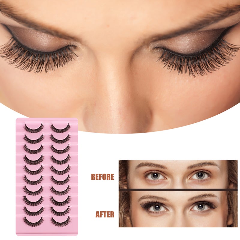 10 Pairs Reusable Self Adhesive Eyelashes No Glue or Eyeliner Needed Natural Thick False Lashes Extension - Image 2