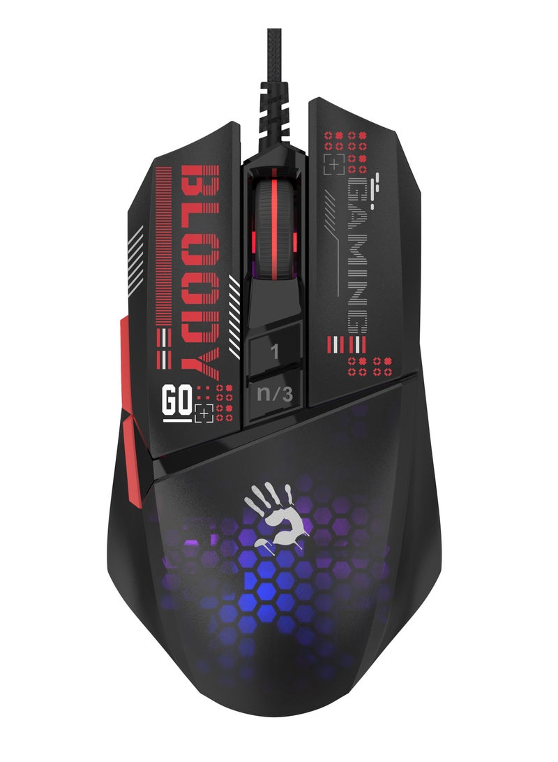 Bloody W60 MAX MINI LIGHTWEIGHT SELF-CUSTOMIZE RGB ANIMATION GAMING MOUSE, ANTI-SLIP STICKERS, 12K MAX SENSOR, ACTIVATED ULTRA CORE 3 & 4, 6 SNIPER MODES - Image 1