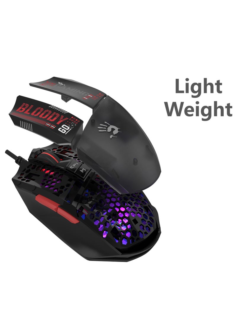 Bloody W60 MAX MINI LIGHTWEIGHT SELF-CUSTOMIZE RGB ANIMATION GAMING MOUSE, ANTI-SLIP STICKERS, 12K MAX SENSOR, ACTIVATED ULTRA CORE 3 & 4, 6 SNIPER MODES - Image 4