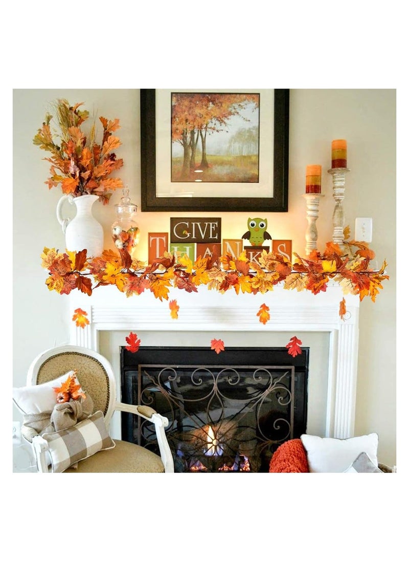 SYOSI 3 Pack Fall-Garland Garland Leaf Foliage Mantle Vine Fall Hanging Decor Artificial Autumn Decoration for Home Fireplace Front Door Wedding Party Thanksgiving  - Image 3