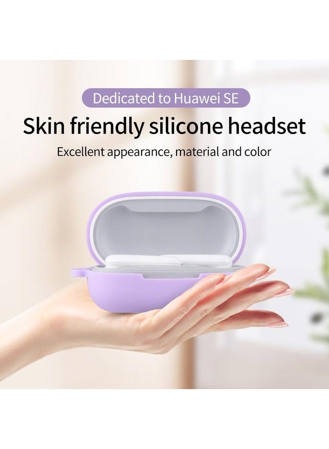 BURAQ For Huawei FreeBuds SE Pure Color Bluetooth Earphone Silicone Case with Hook(Black) - Image 5