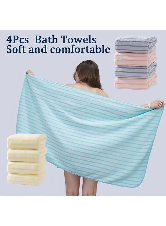 4 Pcs Striped Towel Set Ultra Soft Microfiber Quick Dry Super Absorbent Lightweight Comfortable For Shower Gym Bathroom Random Colors Wash Cloths - Image 2