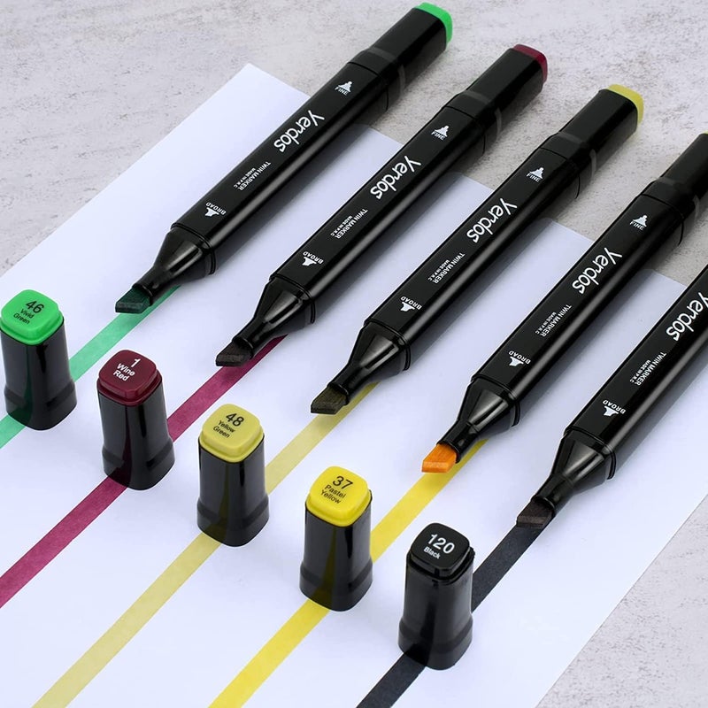 Bennort 24 Colors Alcohol Markers Sketch Pen with Carrying Case for Painting Sketching Calligraphy Drawing,Fine & Chisel Tip Art Markers Set,Permanent Colouring Marker for Kids Adult, Multicolor (24) - Image 1