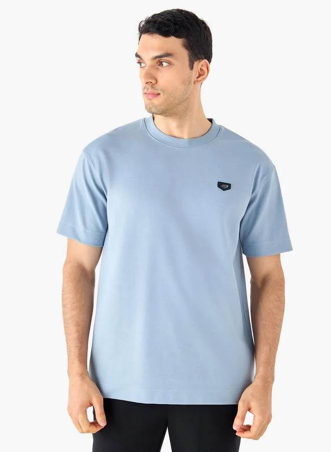 Iconic Iconic Applique Detail Crew Neck T-shirt with Short Sleeves