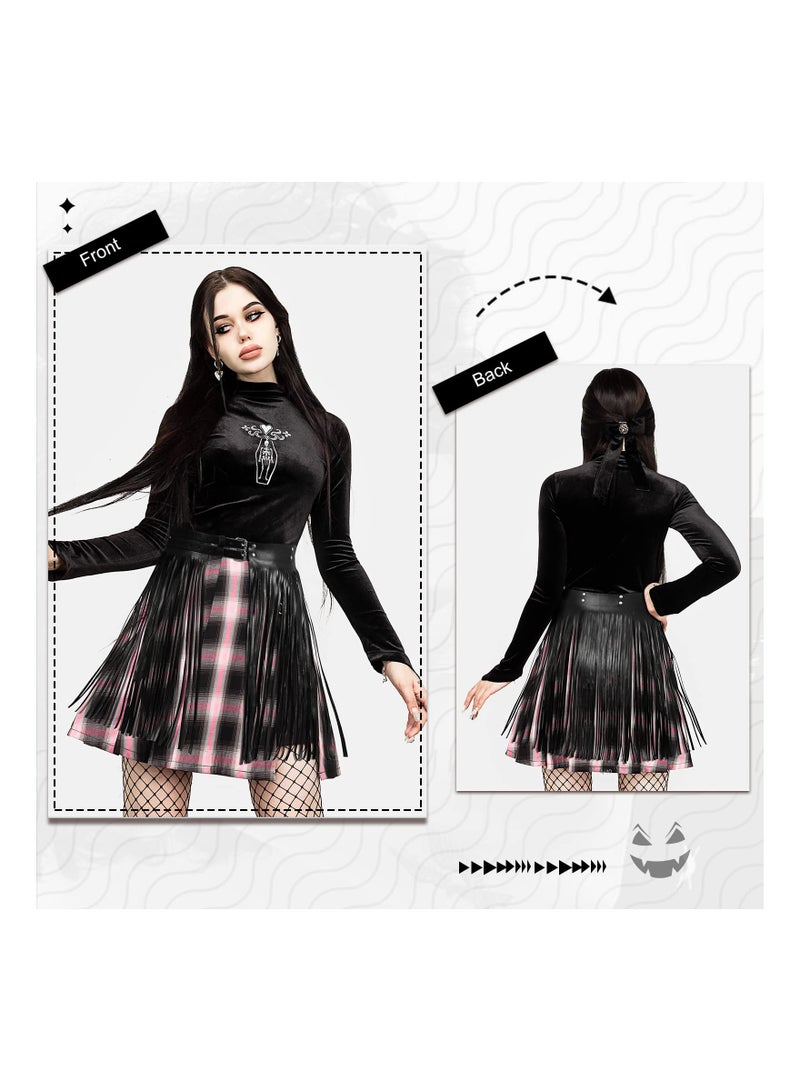 SOLARAE Wide Tassel Fringe Belt for Women, Black PU Leather Gypsy Style Wrap Belt, Retro Faux Leather Casual Waist Belt, Perfect for Fashionable Outfits and Everyday Wear. - Image 3