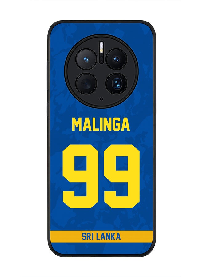 Rugged Black Edge Case for Huawei Mate 50 Pro, Slim fit Soft Case Flexible Rubber Edges Thin Cover - Player Name - Lasith Malinga, Jersey Number- 99