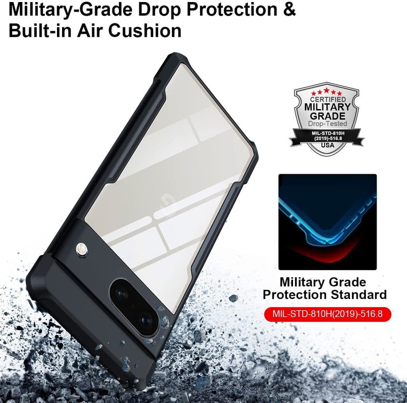 RIGGEAR Xundd Back Cover Case for Google Pixel 6A (Armor | PC and TPU | Clear Black) - Image 4