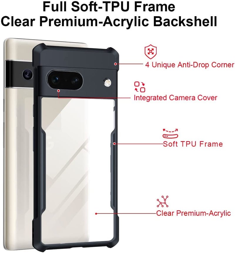 RIGGEAR Xundd Back Cover Case for Google Pixel 6A (Armor | PC and TPU | Clear Black) - Image 3