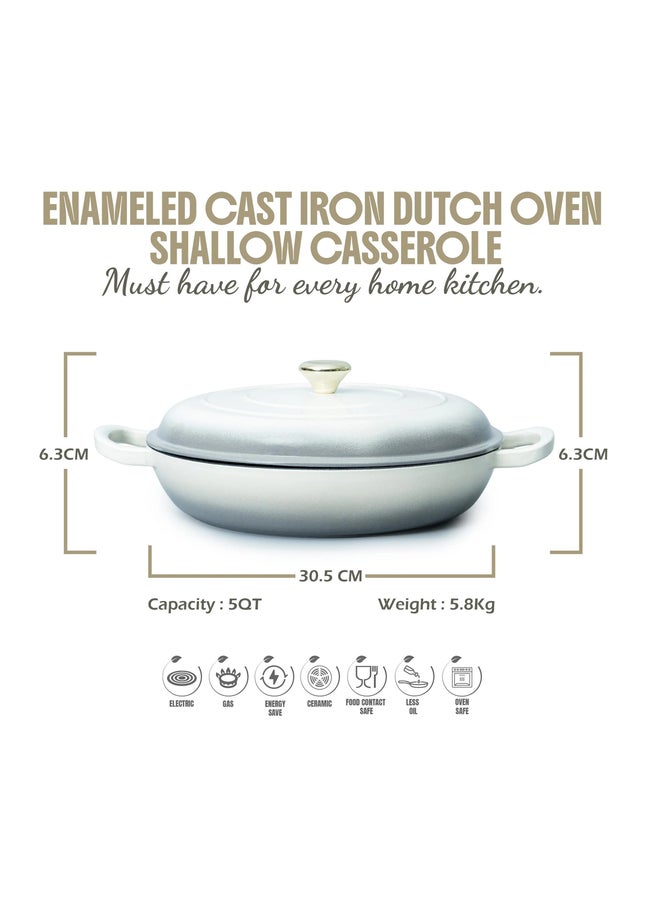 VAV GET Enameled Cast Iron Dutch Oven Shallow Casserole 12-inch - Image 3