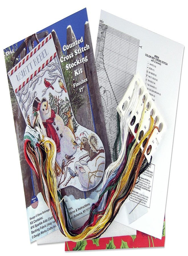 DesignWorks Ink Woodland Snowman Counted Cross Stitch Stocking Kit - Image 3