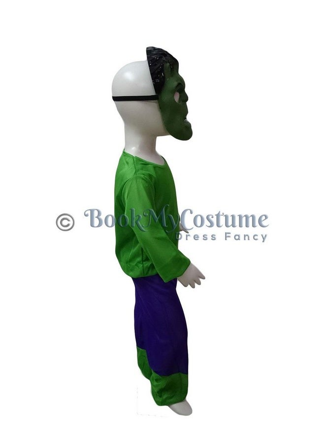 BookMyCostume - BookMyCostume The Green Smasher Superhero Kids Fancy Dress Costume with Plastic Mask | Standard 6-7 years - Image 1