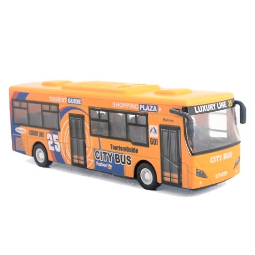 Ailejia City Bus Toy Die Cast Pull Back Public Transportation Vehicles Mini Bus Model Car Toys Lights and Music Yellow - Image 1