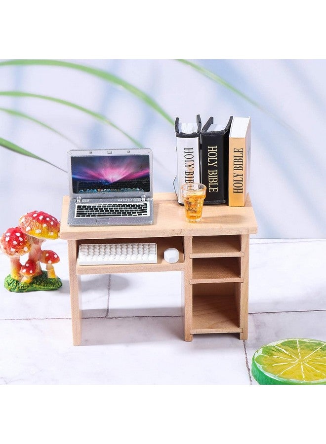 Haomian Dollhouse Miniature Laptop Computer And Office Table Doll House Simulation Notebook Accessories For Doll 1/6 1/12 Miniatures Kids Pretend Play - Image 5