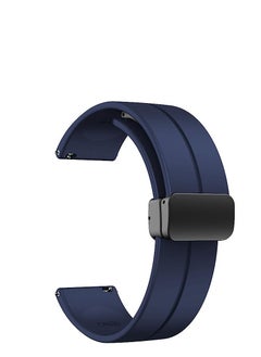 Watch 20mm Magnetic Folding Buckle Clasp Watch Band - Soft Silicone Sport Watch Bands for Women and Men,  Silicone Watch Strap Blue  - Image 1