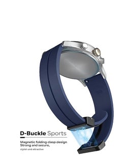 Watch 20mm Magnetic Folding Buckle Clasp Watch Band - Soft Silicone Sport Watch Bands for Women and Men,  Silicone Watch Strap Blue  - Image 3