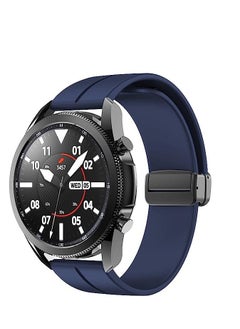 Watch 20mm Magnetic Folding Buckle Clasp Watch Band - Soft Silicone Sport Watch Bands for Women and Men,  Silicone Watch Strap Blue  - Image 4