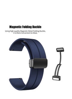 Watch 20mm Magnetic Folding Buckle Clasp Watch Band - Soft Silicone Sport Watch Bands for Women and Men,  Silicone Watch Strap Blue  - Image 2