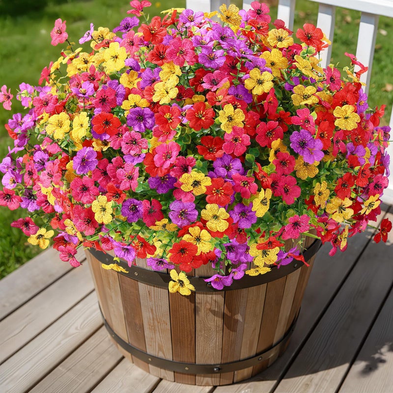 Alupssuc 24 Bundles Artificial Flowers for Outdoors Decoration, UV Resistant Silk Faux Daisy Flora Spring Fake Plastic Plants Greenery for Outside Indoor Yard Home Porch Window Box Decor, Mix 4 Colors - Image 3