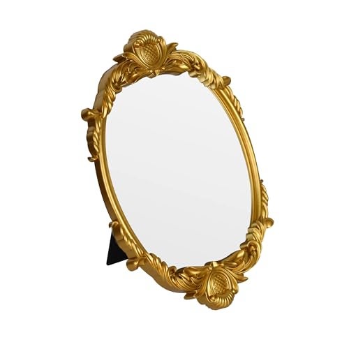 Tstarer Vintage Vanity Makeup Mirror,Decorative Baroque Table Standing Mirror (Gold) - Image 1