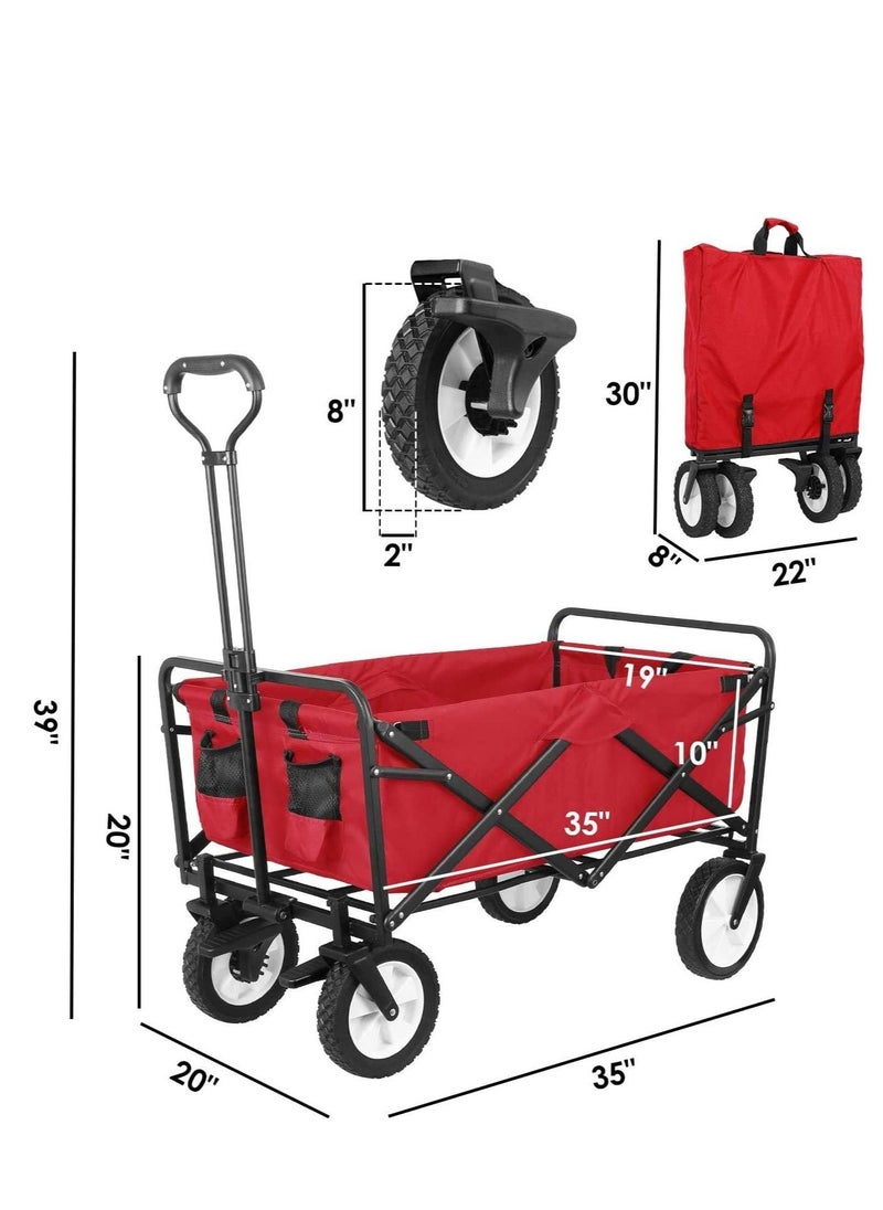 Arabest - Foldable Utility Vehicle, Heavy Duty Foldable Outdoor Garden Cart, AdJustable Handle, Suitable For Garden, Sports, Camping,8Inch Tires Cart - Image 1