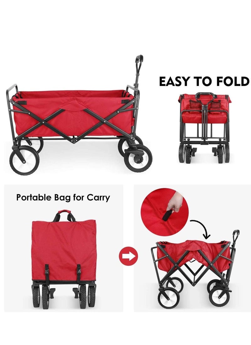 Arabest - Foldable Utility Vehicle, Heavy Duty Foldable Outdoor Garden Cart, AdJustable Handle, Suitable For Garden, Sports, Camping,8Inch Tires Cart - Image 1