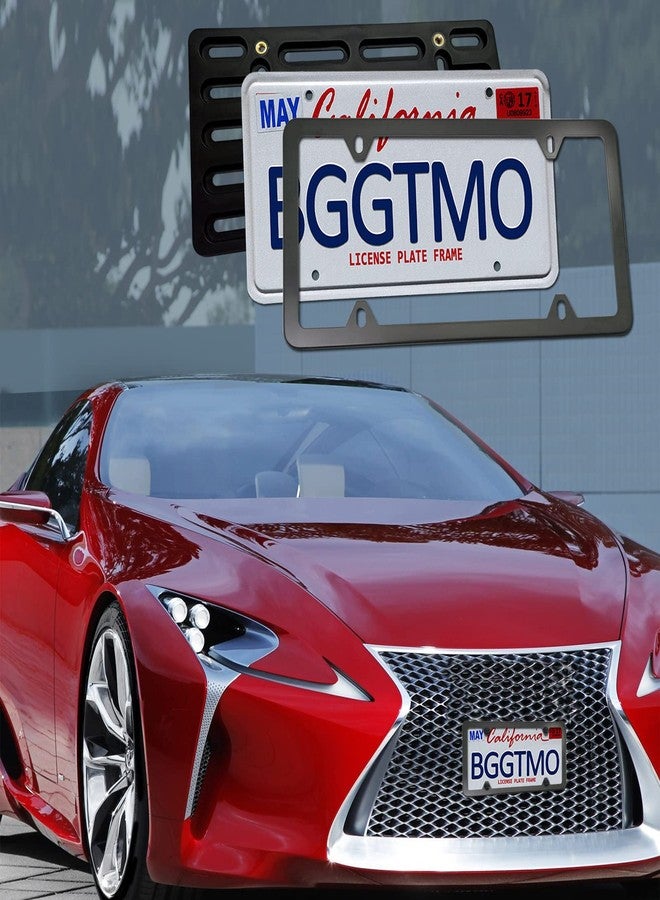 BGGTMO طقم تركيب لوحة ترخيص أمامية من BGGTMO - إطار حامل لوحة الترخيص، محول تركيب عالمي لإطار لوحة ترخيص السيارة مع غطاء لولبي من الفولاذ المقاوم للصدأ - Image 5