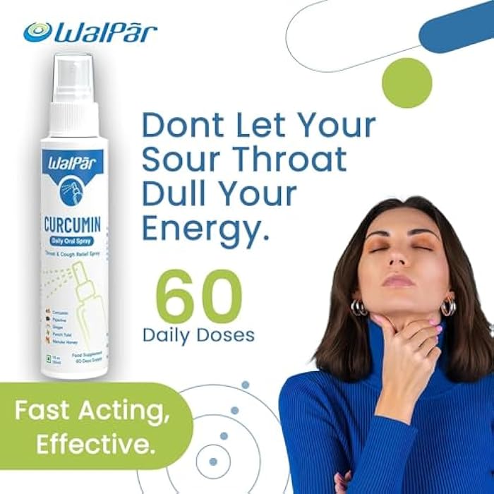 Walpar Curcumin Oral Spray - A Natural Blend with Curcumin, Piperine, Ginger Extract, Punch Tulsi, and Manuka Honey | 30ml 1 fl. oz | 60 Days Supply - Image 2