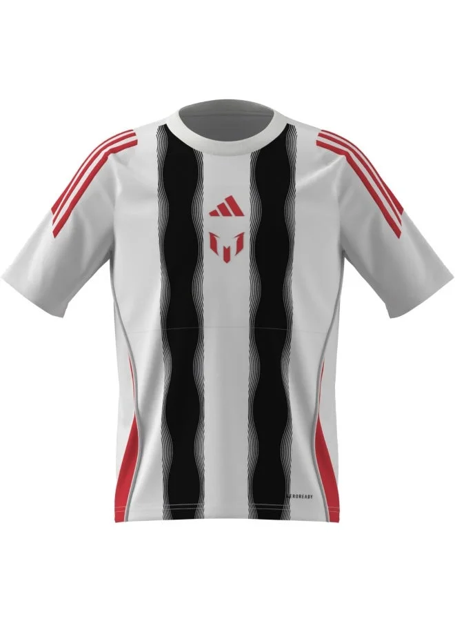 اديداس اوريجينالز قميص ميسي للأطفال أبيض قصير الأكمام