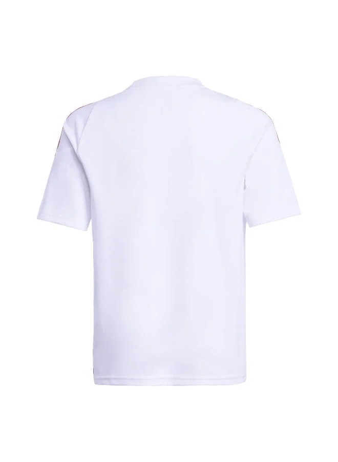 اديداس اوريجينالز قميص ميسي للأطفال أبيض قصير الأكمام