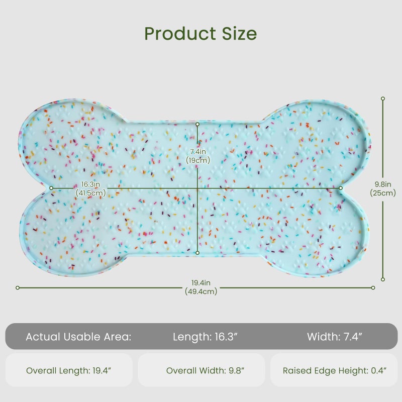 PWTAA Dog Food Mat Anti-Slip Silicone Dog Bowl Mat Thicker Pet Placemat Waterproof Cat Feeder Pad with Raised Edge Puppy Kitten Feeding Mats Suitable Small Medium-Sized Dogs Cats Eating Tray - Image 2