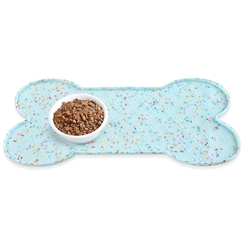PWTAA Dog Food Mat Anti-Slip Silicone Dog Bowl Mat Thicker Pet Placemat Waterproof Cat Feeder Pad with Raised Edge Puppy Kitten Feeding Mats Suitable Small Medium-Sized Dogs Cats Eating Tray - Image 1