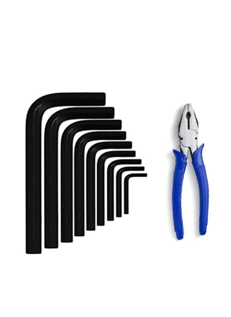 Red Champion Red Champion 9 Pcs Full Hex Allen Key Kit Bolt Spanner Goti Wrench L Shape Repair Tool Set for BikeBicycleCycleGuitar Allen Key Set With 85 Inch Plas  - Image 1