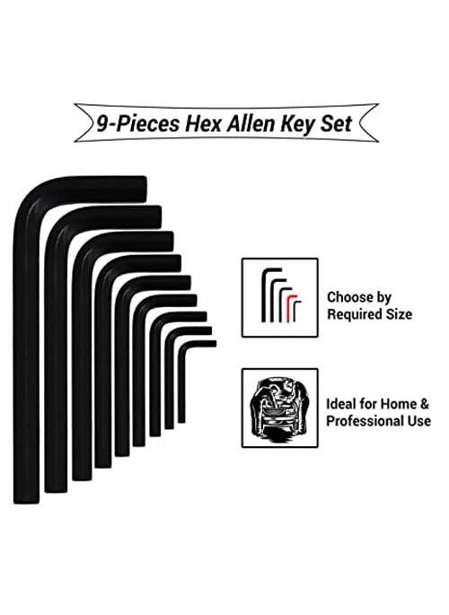 Red Champion Red Champion 9 Pcs Full Hex Allen Key Kit Bolt Spanner Goti Wrench L Shape Repair Tool Set for BikeBicycleCycleGuitar Allen Key Set With 85 Inch Plas  - Image 4