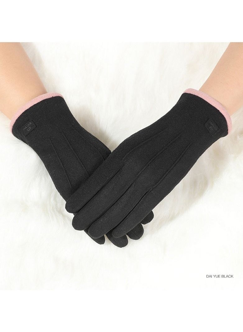 Golovejoy - Women's Warm Plush Windproof And Cold Proof Lovely Gloves - Image 1