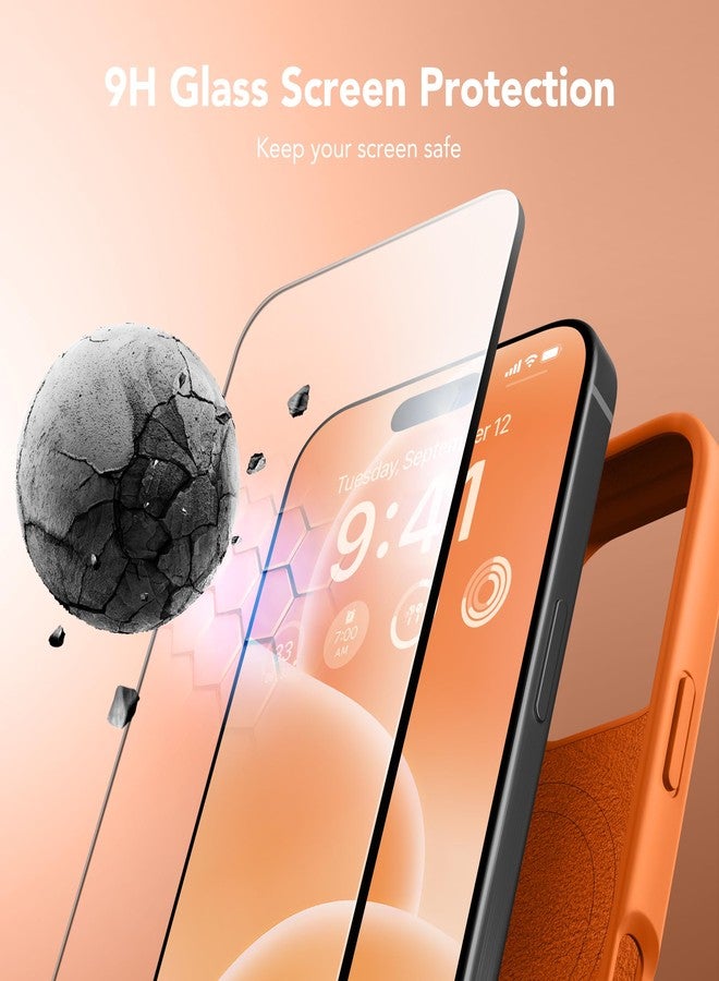 GONEZ Magnetic for iPhone 16 Pro Case, Compatible with MagSafe, [Screen Protector + Camera Lens Protector], Silicone Shockproof Anti-Scratch Protective Phone Case 6.3 inch, Orange - Image 5
