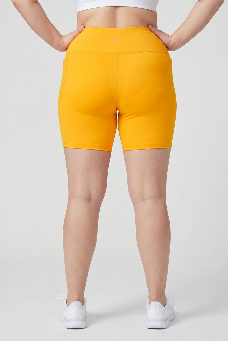UNDER ARMOUR Women Fitted Bike Shorts, Orange - Image 2