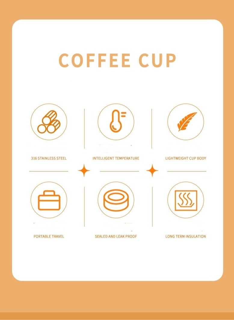 Stainless Steel Insulated Tumbler, Smart Temperature Controlled Coffee Cup, Vacuum Flask with Handle, Double Wall Travel Coffee Mug, Adult Travel Coffee Cup, Portable Travel Cup 410ML/14oz - Image 2
