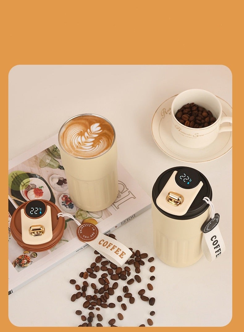 Stainless Steel Insulated Tumbler, Smart Temperature Controlled Coffee Cup, Vacuum Flask with Handle, Double Wall Travel Coffee Mug, Adult Travel Coffee Cup, Portable Travel Cup 410ML/14oz - Image 3