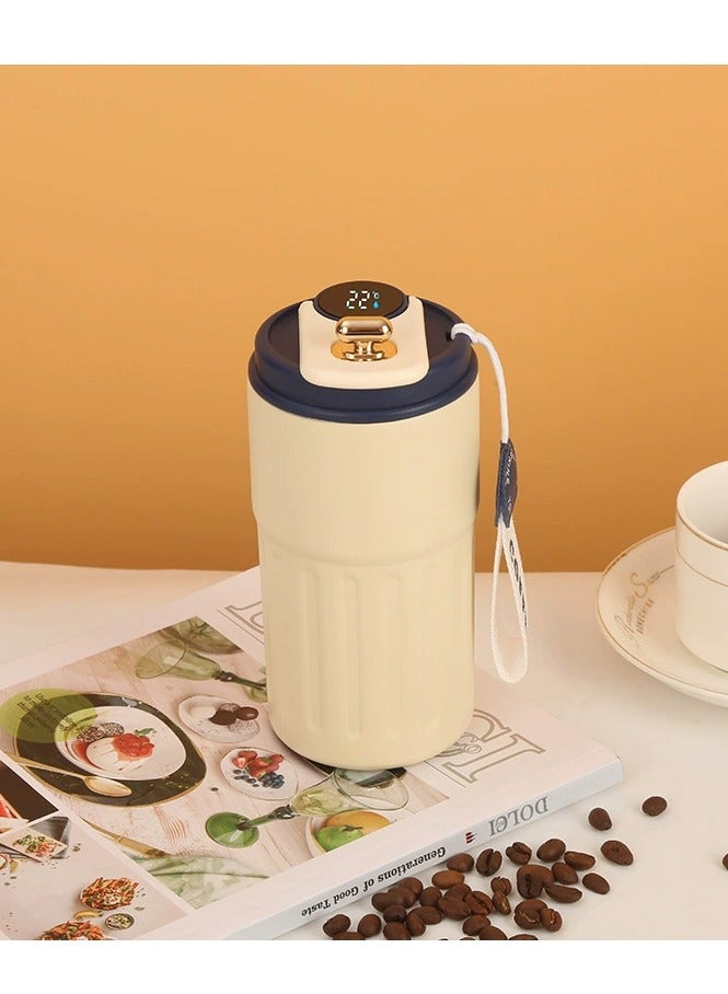 Stainless Steel Insulated Tumbler, Smart Temperature Controlled Coffee Cup, Vacuum Flask with Handle, Double Wall Travel Coffee Mug, Adult Travel Coffee Cup, Portable Travel Cup 410ML/14oz - Image 1