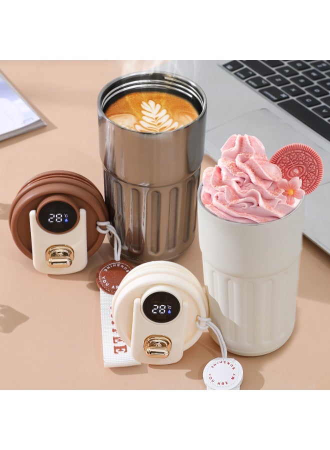 Stainless Steel Insulated Tumbler, Smart Temperature Controlled Coffee Cup, Vacuum Flask with Handle, Double Wall Travel Coffee Mug, Adult Travel Coffee Cup, Portable Travel Cup 410ML/14oz - Image 4