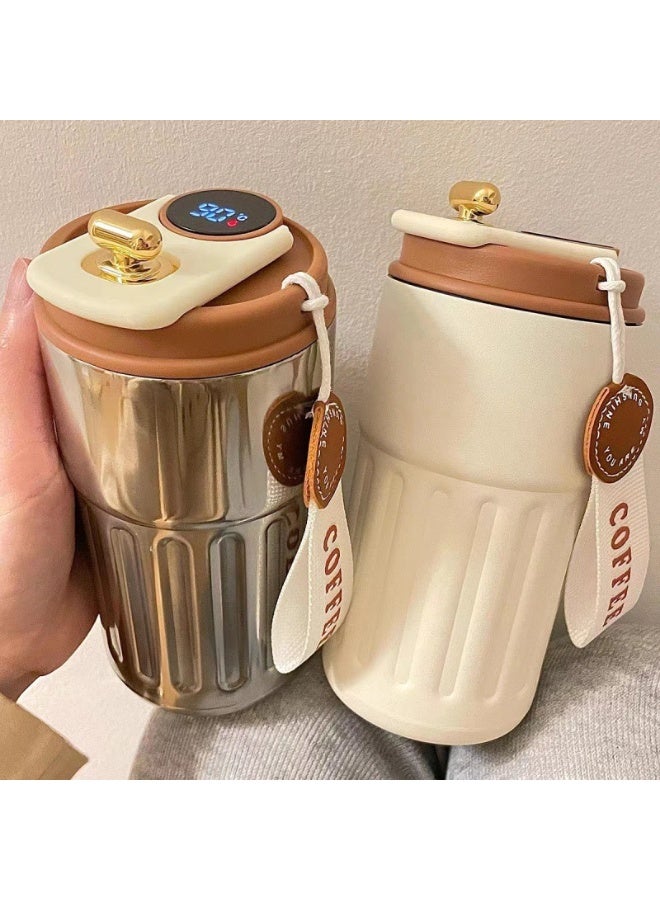 Stainless Steel Insulated Tumbler, Smart Temperature Controlled Coffee Cup, Vacuum Flask with Handle, Double Wall Travel Coffee Mug, Adult Travel Coffee Cup, Portable Travel Cup 410ML/14oz - Image 5