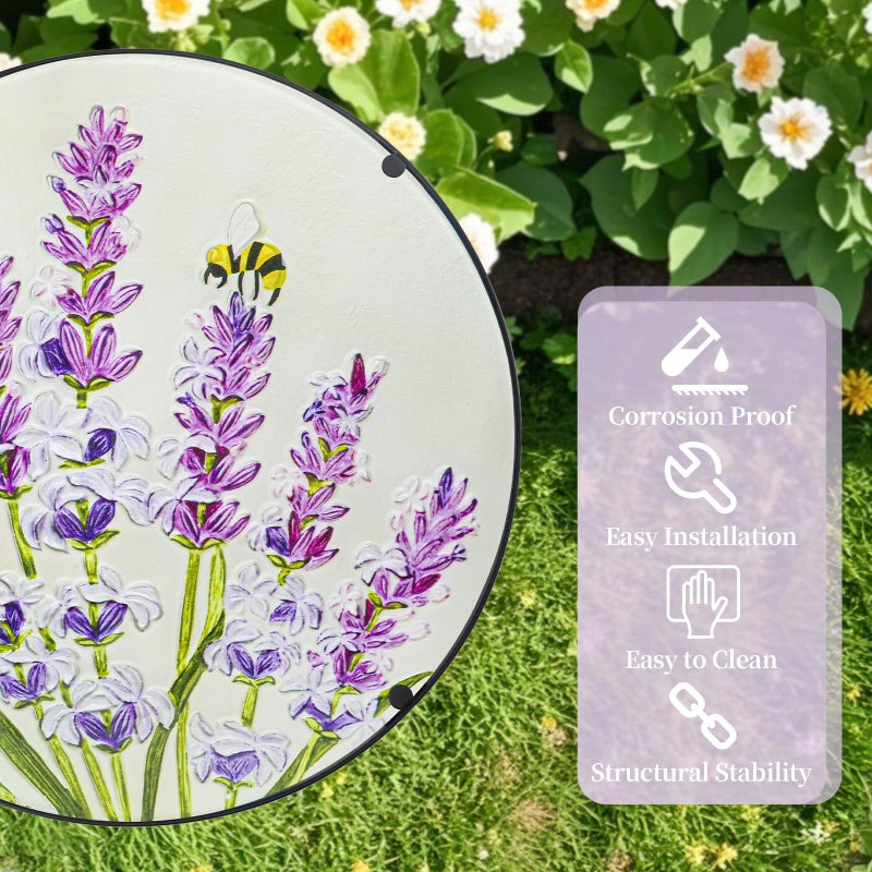 MUMTOP Outdoor End Tables for Patio, Lavender Small Round Side Table, Glass Accent Table for Outside, Garden, Balcony, Porch, Indoor Home Decor - Image 3