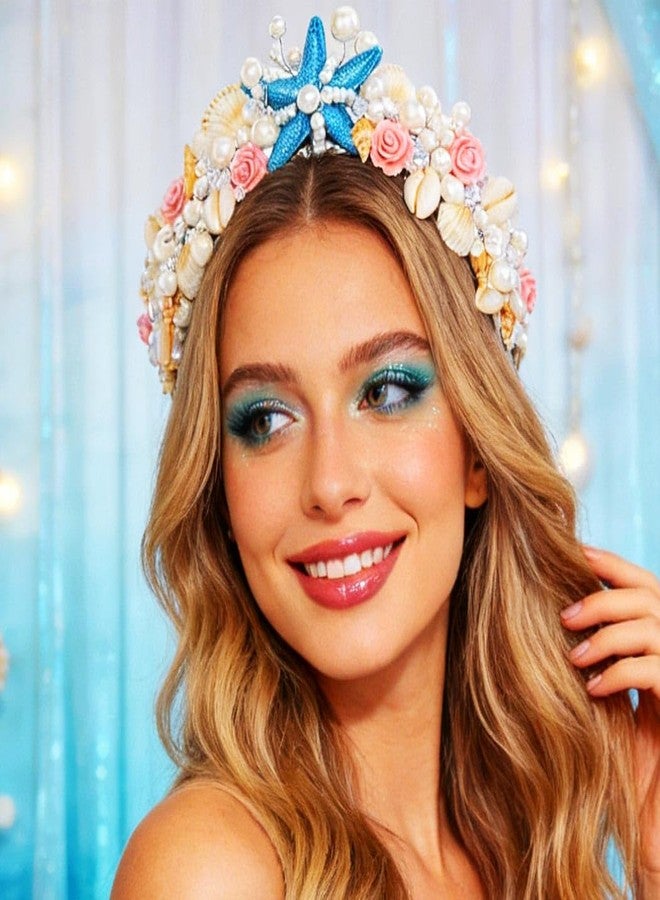 CAKURE Starfish Crown Headband Seashell Mermaid Headpiece Beach Wedding Hair Accessories for Women - Image 3